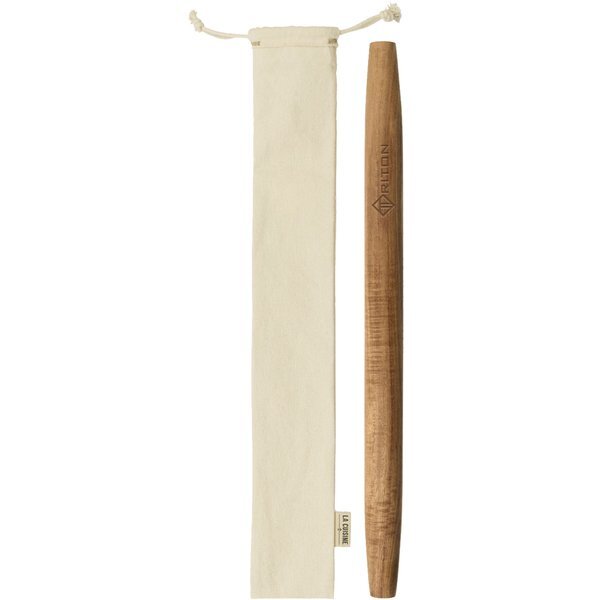 La Cuisine Acacia Wood French Rolling Pin w/ Storage Pouch