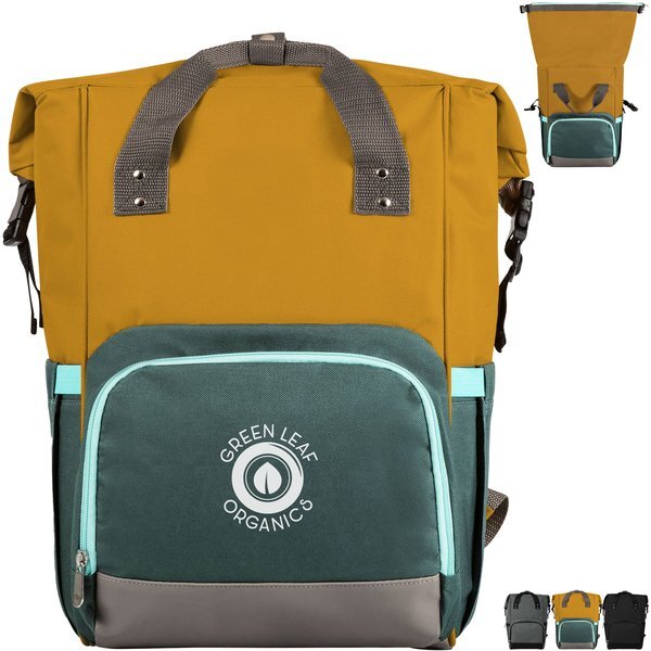 On The Go Roll-Top Polyester Cooler Backpack