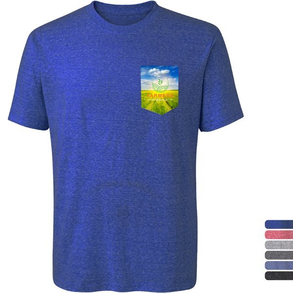 Short Sleeve Crew Neck Tri-Blend Full Color Pocket Unisex Tee