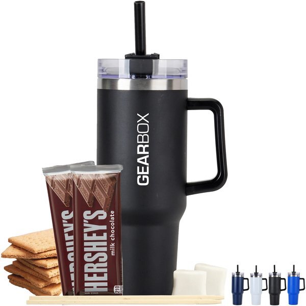 Four Servings S'mores Kit & Tapered Tumbler w/ Straw Gift Set