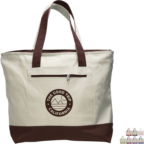 Zipper Cotton Colored Tote Bag