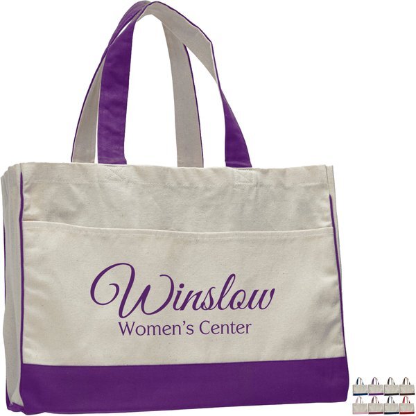 Classy Colored Tote Bag with Contrasting Handles and Trim