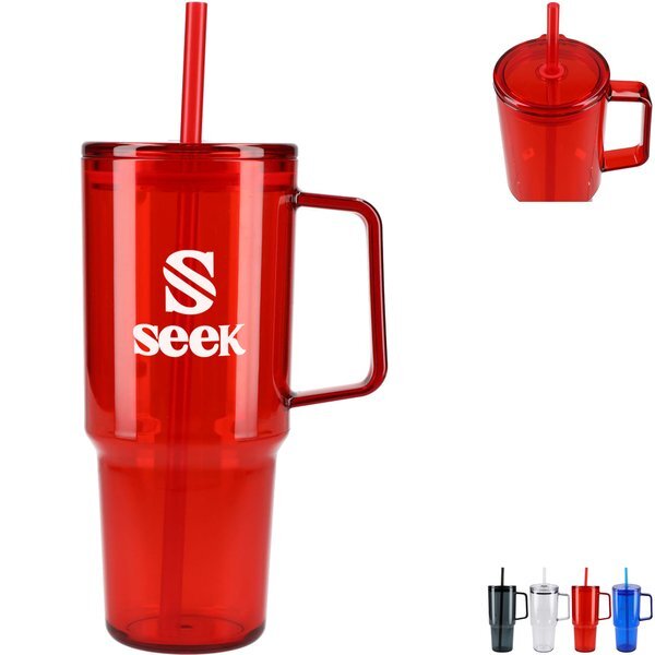 Lucien Recycled Acrylic Travel Mug w/ Straw, 40oz.