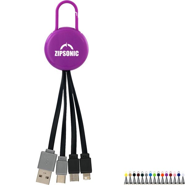 Colorful Clip Dual Input 3 in 1 Charging Cable