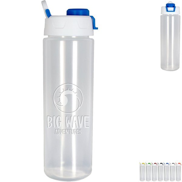 Pop Up Lid Debossed Water Bottle, 24oz.