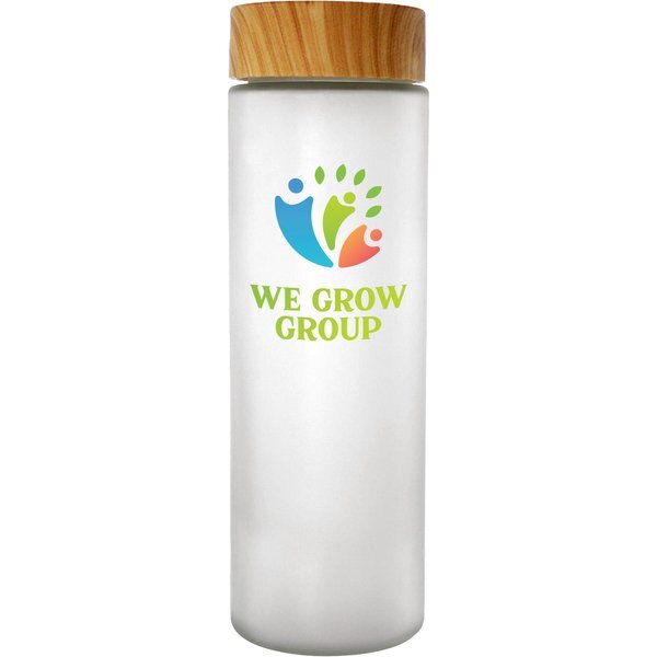 Full Color Bamboo Pattern Frosted Glass Bottle, 22oz.