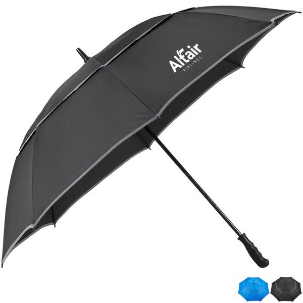 Reflective Trim rPET Manual Open Golf Umbrella, 62" Arc