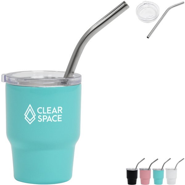 Mini Mate Stainless Steel Tumbler w/ Straw, 3oz.