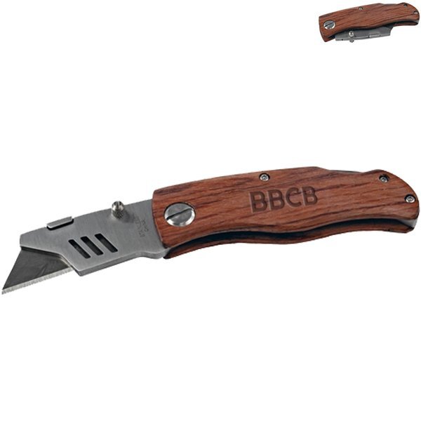 Distinct Wood Handle Utility Knife, 4"