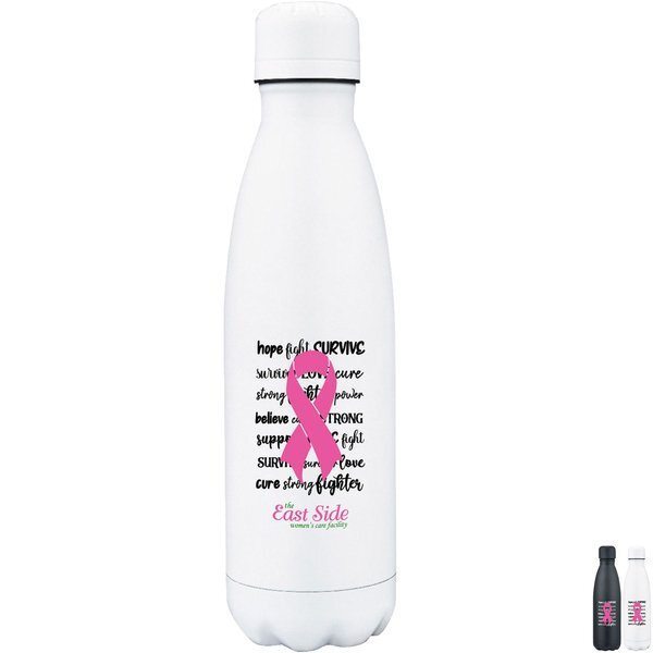 Breast Cancer Awareness Ribbon Steel Twist Water Bottle, 17oz.