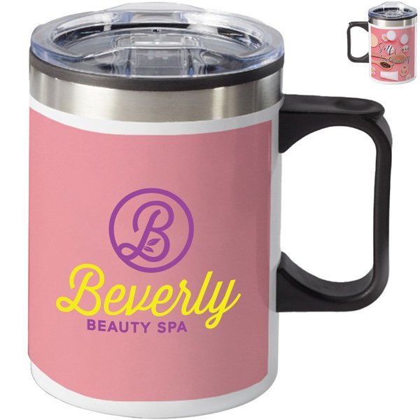 Self Care Design Travel Mug with Lid, 14oz.