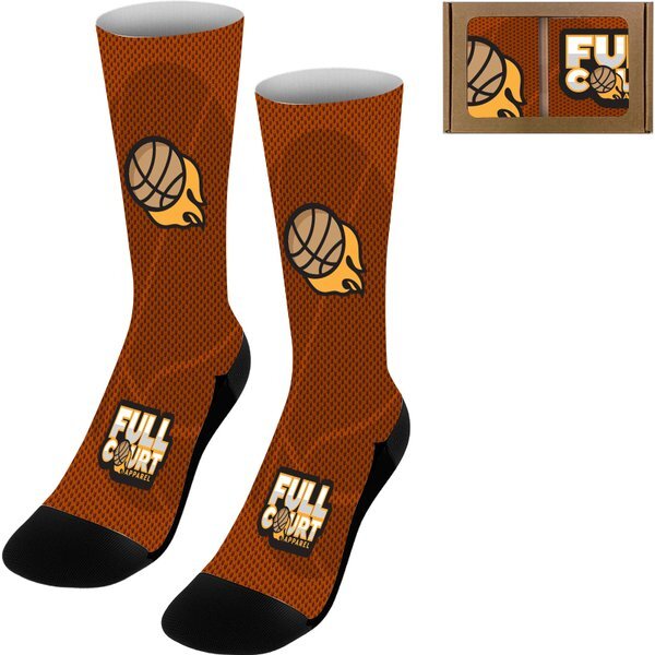 Two Pairs of Dye-Sublimated 100% Polyester Socks in Window Box