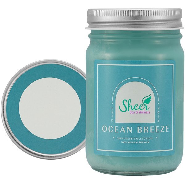 Ocean Breeze City Bonfires Wellness Candle in Mason Jar, 12 oz.