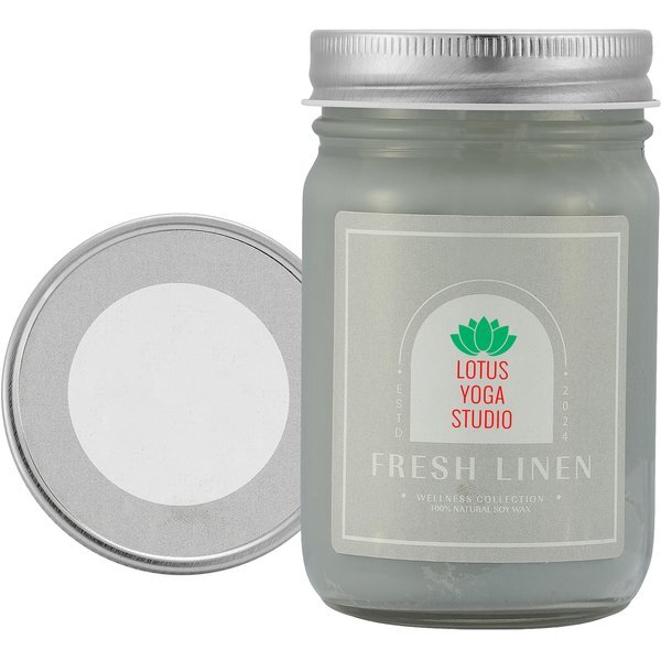 Fresh Linen City Bonfires Wellness Candle in Mason Jar, 12 oz.