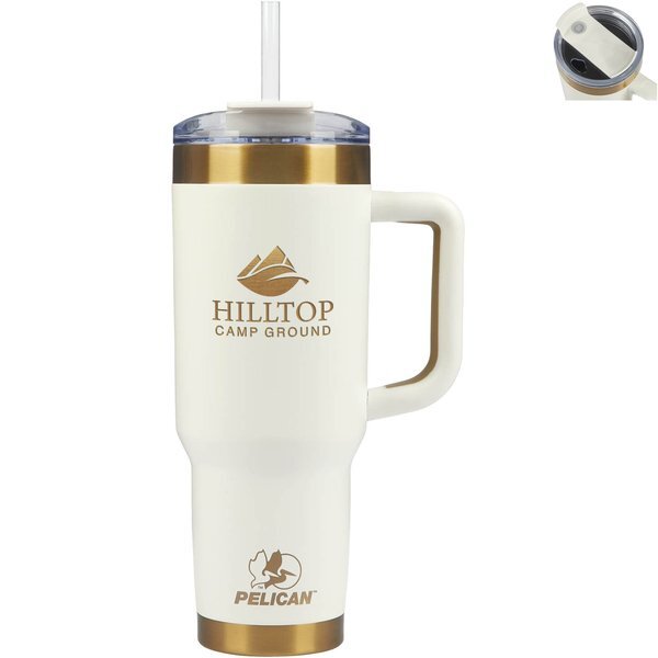 Pelican™ Porter Double Wall Stainless Steel Travel Mug w/ Straw, 40oz.