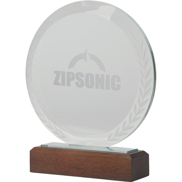 Redondo Crystal Award w/ Wood Base