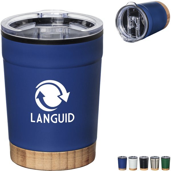 Eduardo Double Wall Stainless Steel Tumbler with Bamboo Base, 12oz.