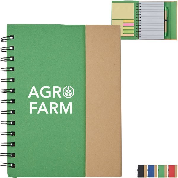 Eco Magnetic Notebook w/ Sticky Notes & Pen, 5" x 7"