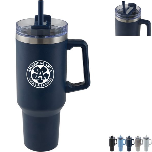 Alaskan Double Wall Vacuum Insulated Stainless Steel Mug w/ Straw, 40oz.