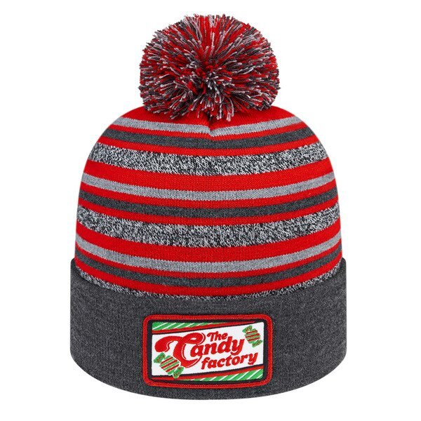 Striped Knit Cap With Cuff and Sublimated Patch