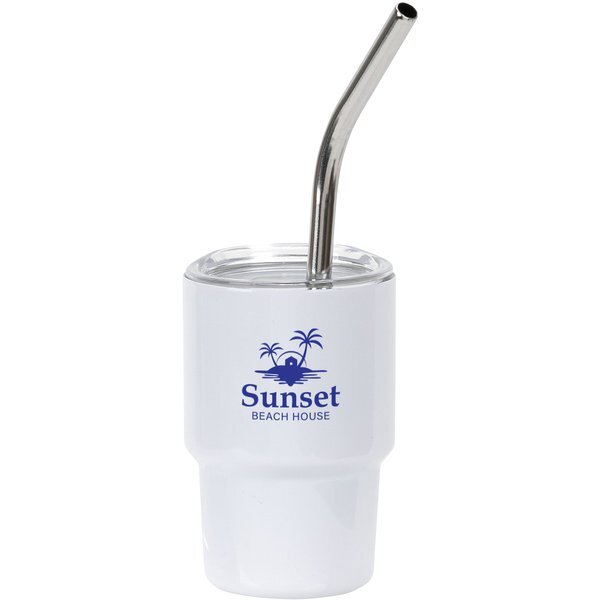 Mini Belmont Double Wall Stainless Steel Tumbler w/ Straw, 3oz.