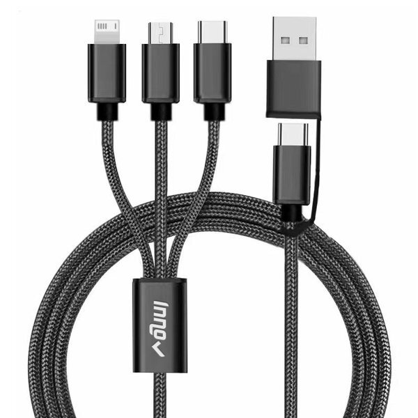 Connect Reach 5ft 3-in-1 Braided Charging Cable with Type-C Input