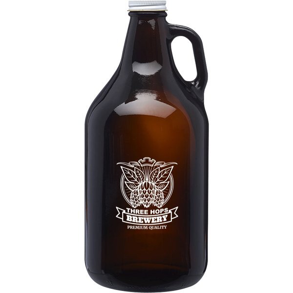 Homebrew Amber Glass Growler, 64oz.