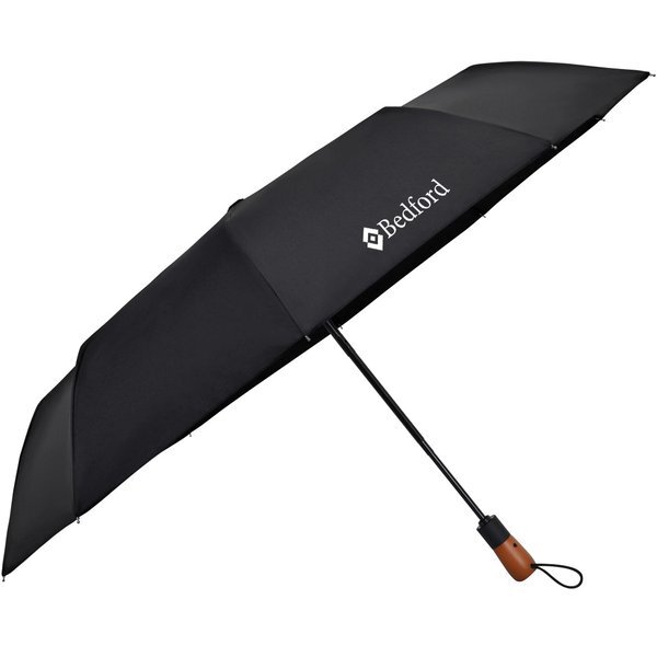 Elements Recycled Auto Open & Close Executive Folding Umbrella, 46" Arc