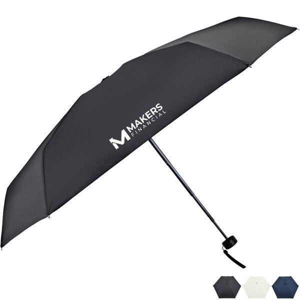 Elements Recycled Manual Mini Folding Umbrella, 39" Arc