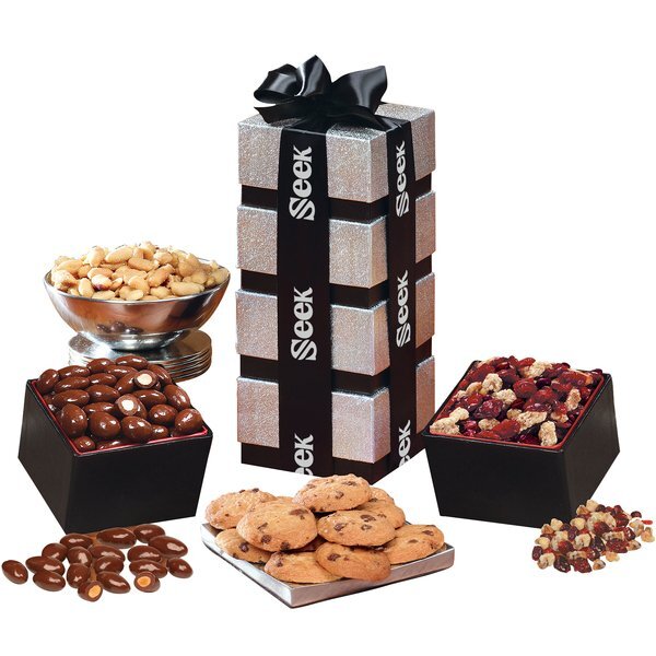 Crowd Pleaser Tower with Mix chocolate Nuts, Cranberry and Cookies