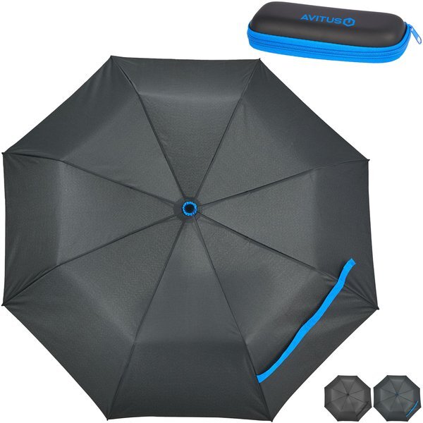 Compact Travel Umbrella w/ Case, 37" Arc