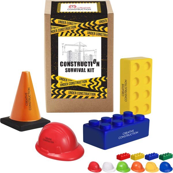 Deluxe Construction Theme Stress Reliever Survival Kit