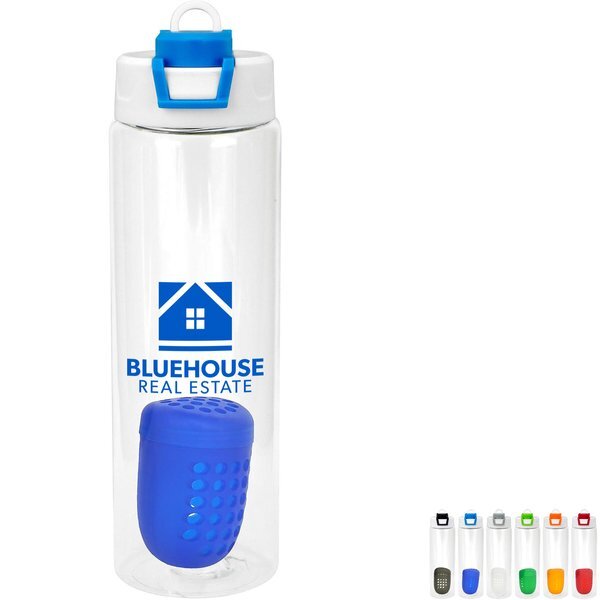 Two Tone Pop Up Recycled Bottle w/ Floating Infuser, 24oz.