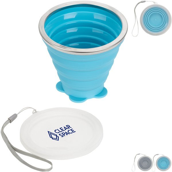 Groove Collapsible Silicone Cup w/ Lid, 9oz.