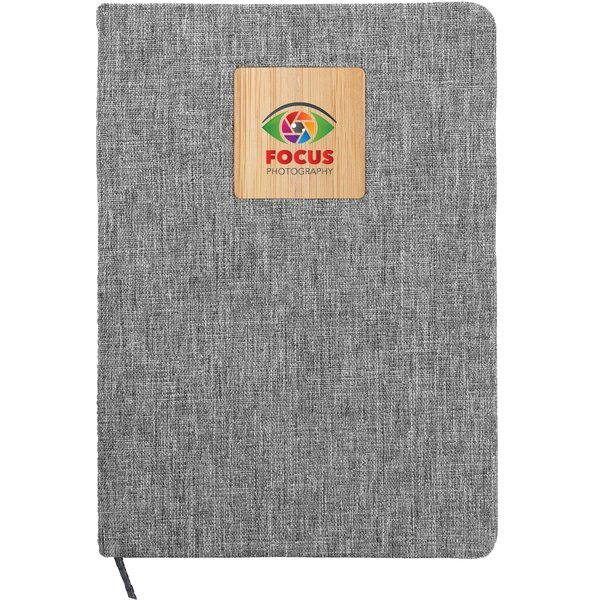 Heathered Recycled Notebook w/ Bamboo Accent, 5-1/2" x 8-1/4"