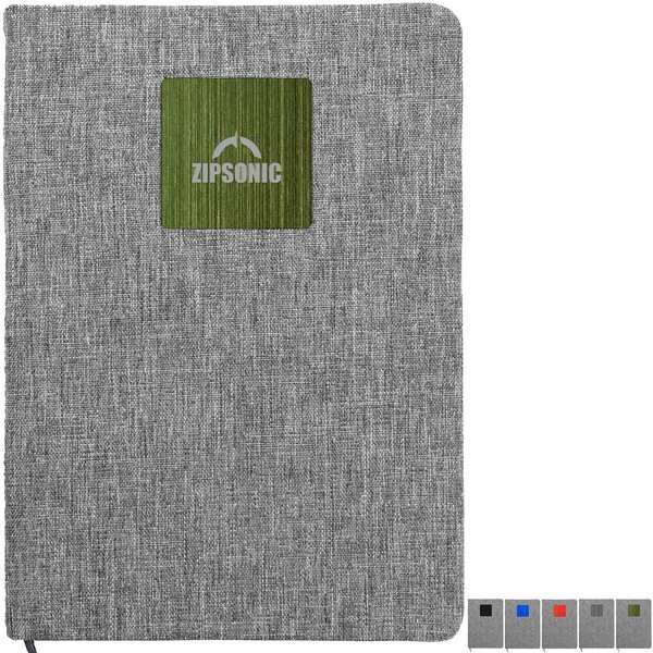 Heathered Recycled Notebook w/ Metal Accent, 5-1/2" x 8-1/4"