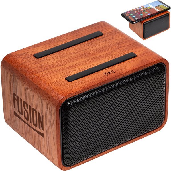 Mahogany FSC® Wireless Speaker w/ Wireless Charger