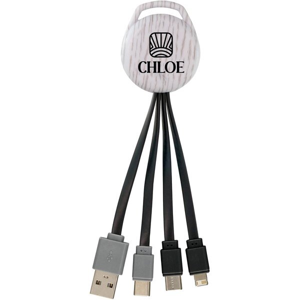 White Wood Vivid Dual Input 3-in-1 Charging Cable