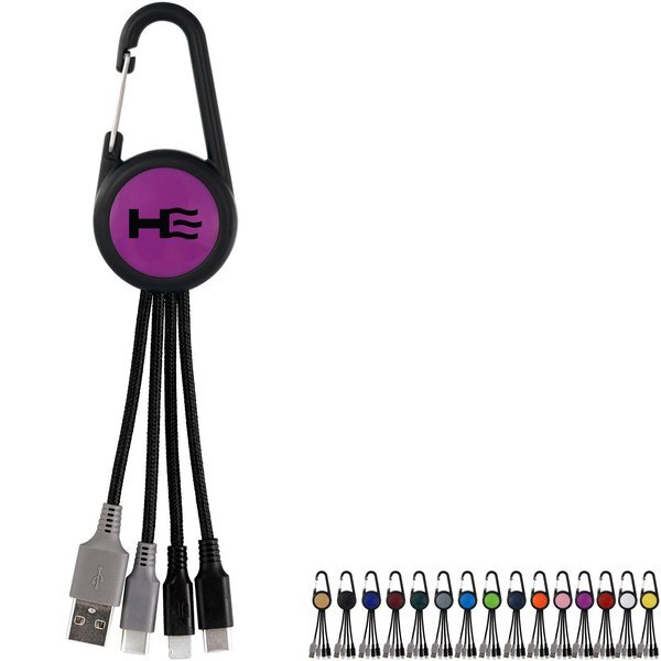 Colorful Dual Input 3-in-1 Carabiner Charging Cable