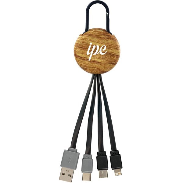 Wood Grain Clip Dual Input 3-in-1 Charging Cable