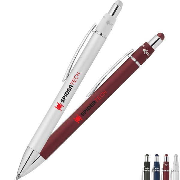 Retractable Orbit Spinner Chrome Metal Pen w/ Stylus, Full Color