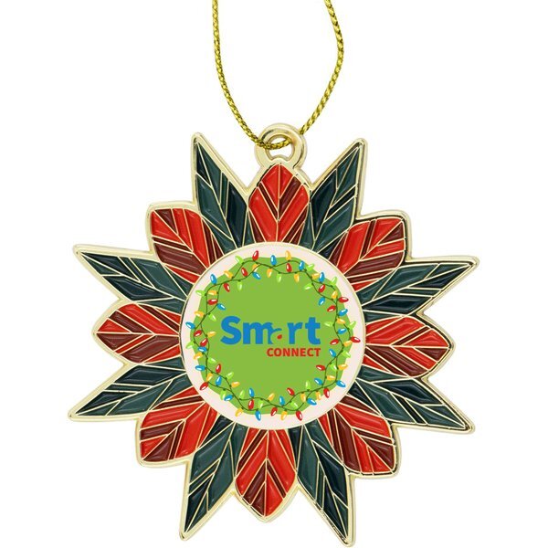 Modern Poinsettia Metal Holiday Ornament