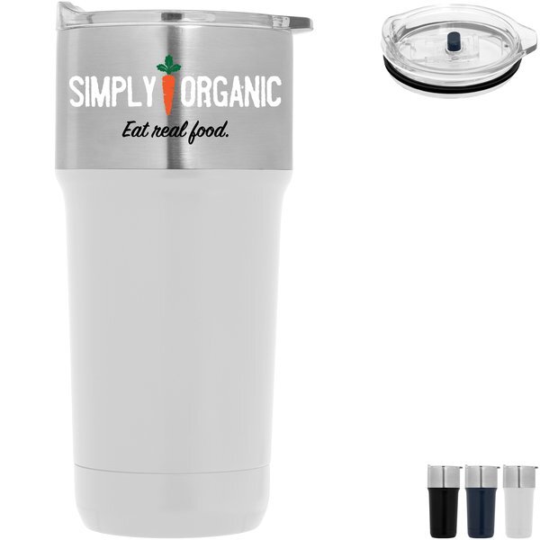 Optimus Double Wall Recycled Stainless Tumbler with Ceramic Interior, Full Color, 20oz.