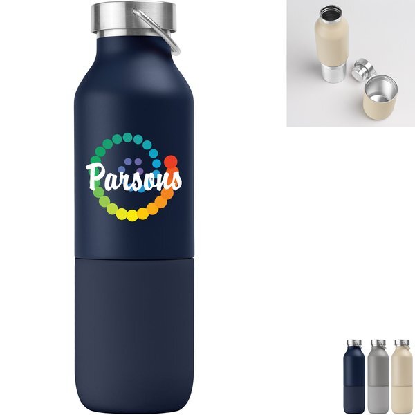 Freya Duo 2-in-1 Double Wall Recycled Stainless Steel Bottle, Full Color, 20oz.