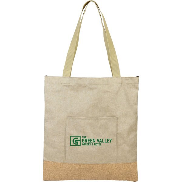 Cork Trim Poly Tote Bag