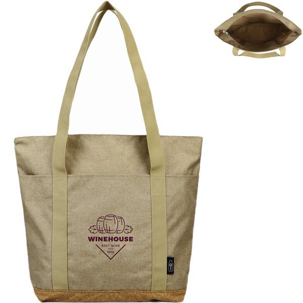 Sustainable Cork & rPET Tote w/ Zipper