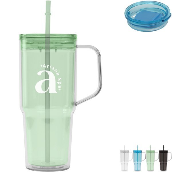 Polar Crystal Recycled Double Wall Tumbler with Straw, 32oz.