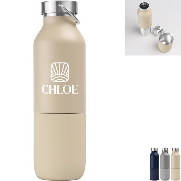 Freya Duo 2-in-1 Double Wall Recycled Stainless Steel Bottle, 20oz.