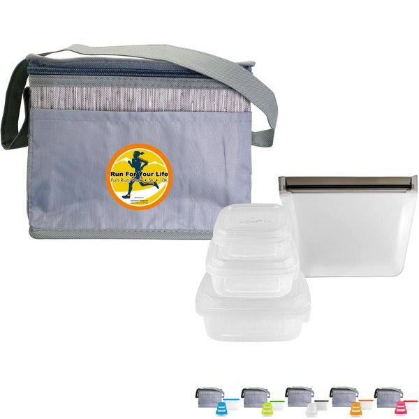 Gray Graph Portion Control Reusable Lunch Set