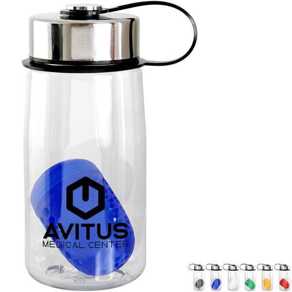 Metal Lanyard Lid Recycled Bottle w/ Floating Infuser, 18oz.